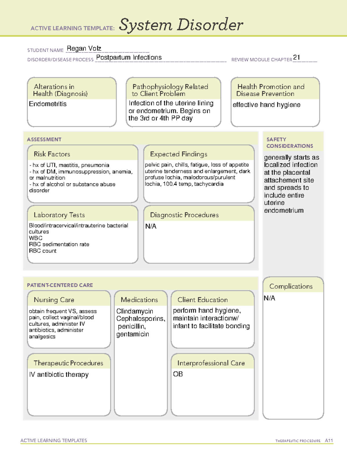 ATI Remediation Endometritis - ACTIVE LEARNING TEMPLATES THERAPEUTIC ...