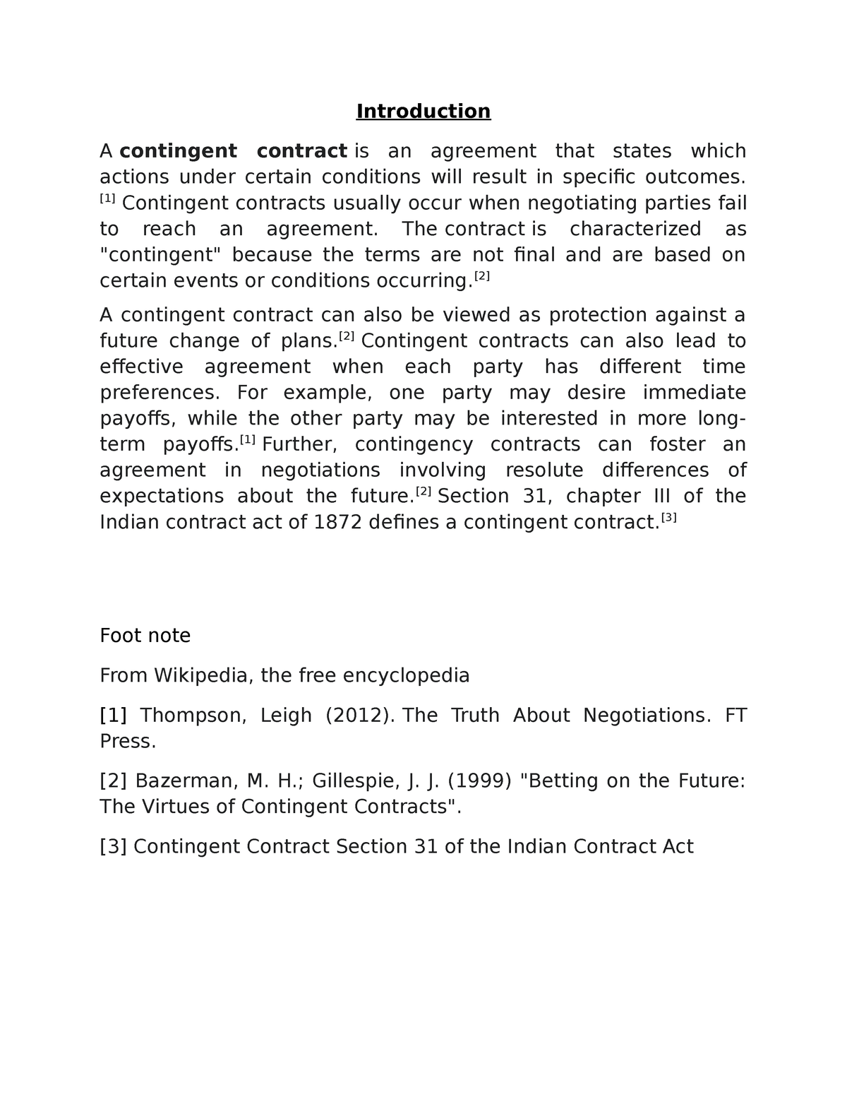 contingent contract assignment pdf