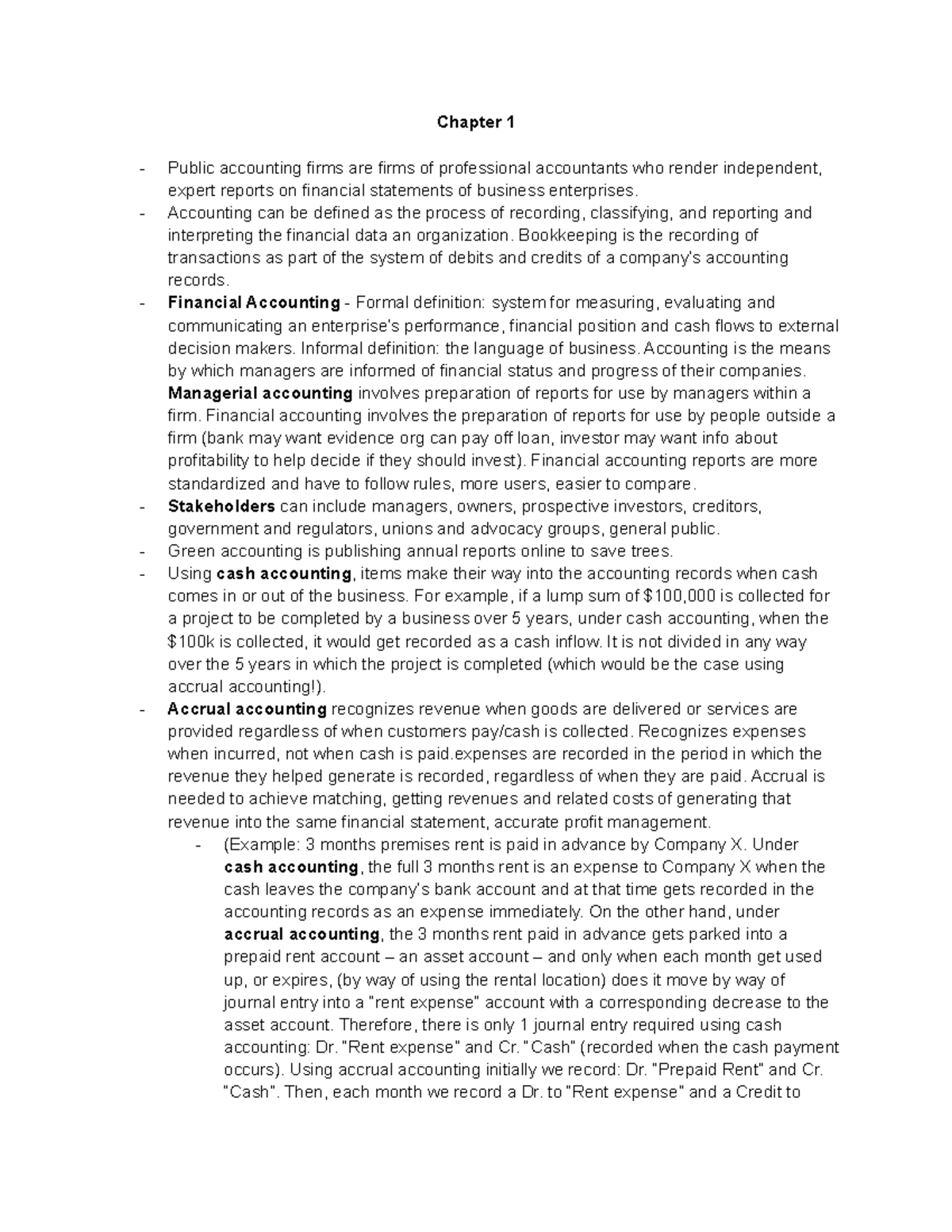 ADMS 2500 Midterm 1 notes - Chapter 1 Public accounting firms are firms ...