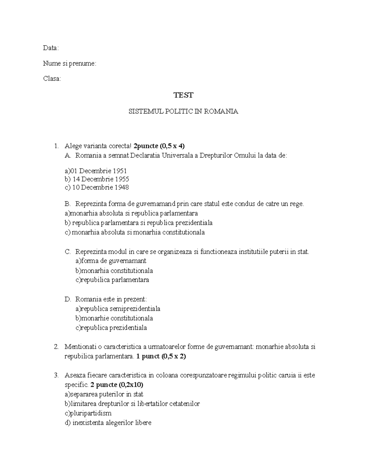 Test 2 cl 7 - test educatie sociala clasa a 7 a - Data: Nume si prenume ...