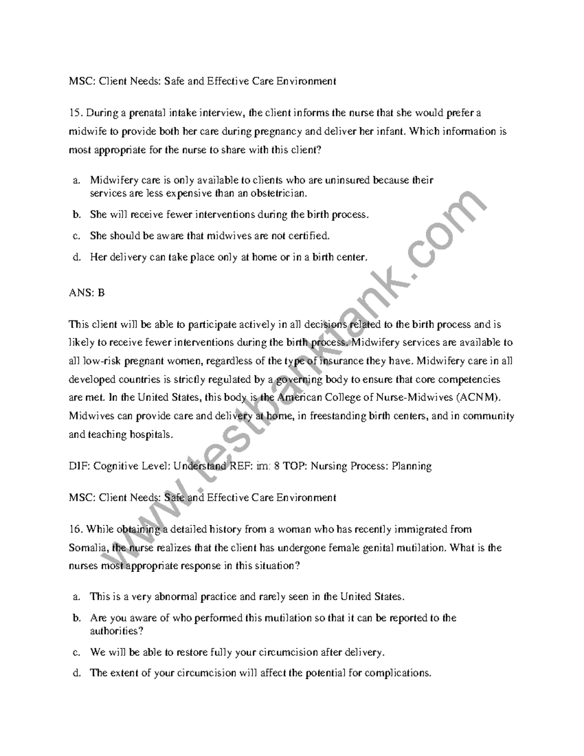 Maternity and Women s Health Care 12th Edition Lowdermilk Test Bank 1