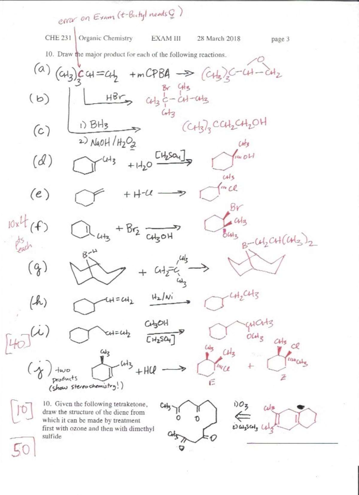 Answer Key Exam 3 2018 3 - Study Material - CHE 231 - Studocu