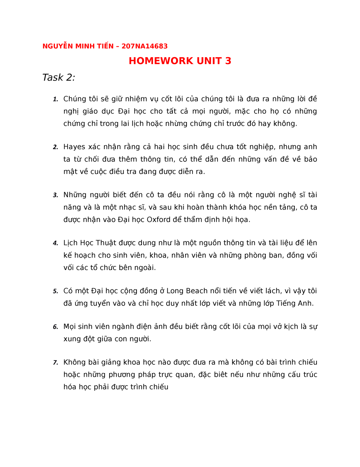 Homework Unit 3 Nguyen Minh Tien 207NA14683 - NGUYỄN MINH TIẾN – 207NA ...