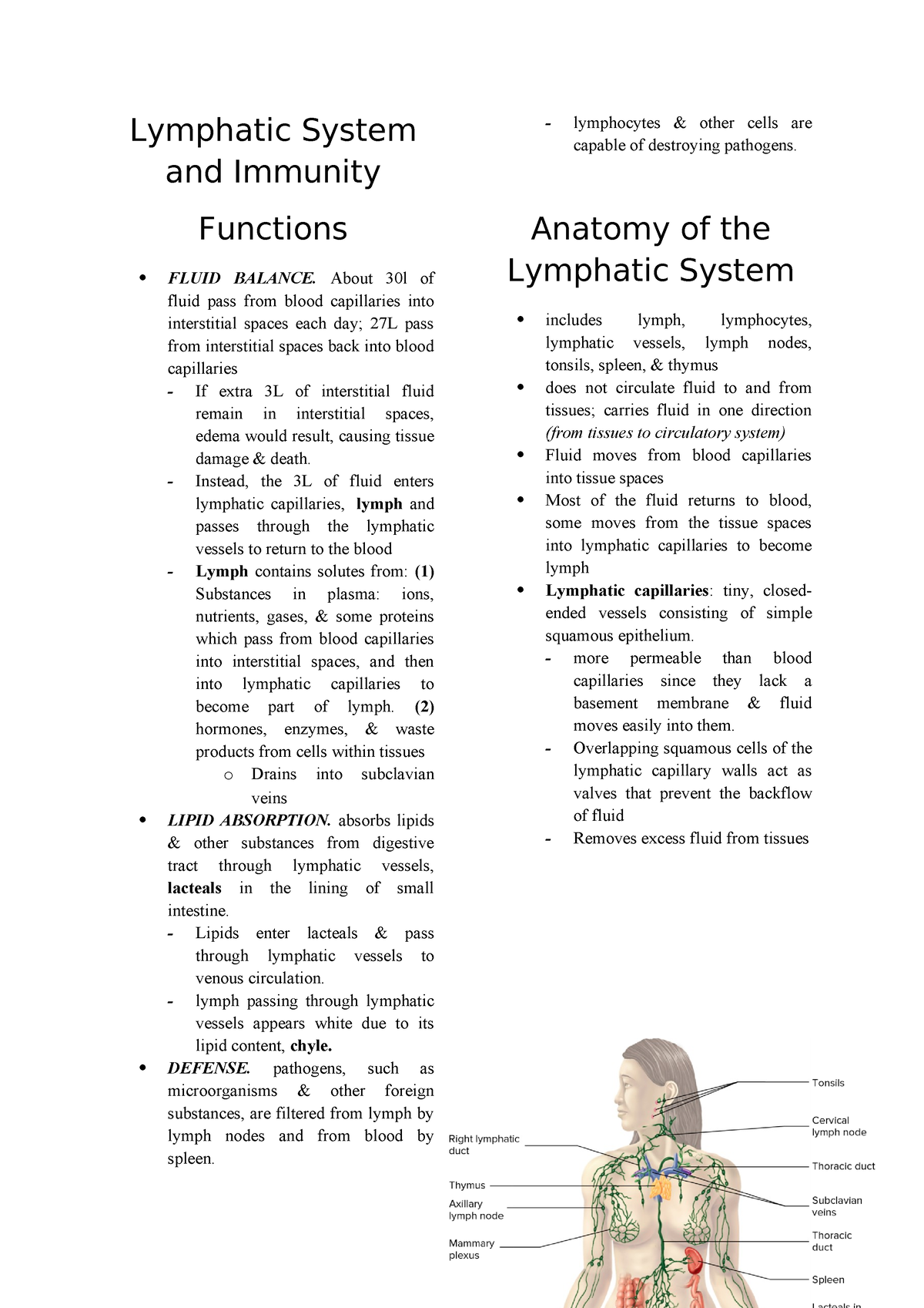 9th Lesson Lymphatic System - Lymphatic System and Immunity Functions ...