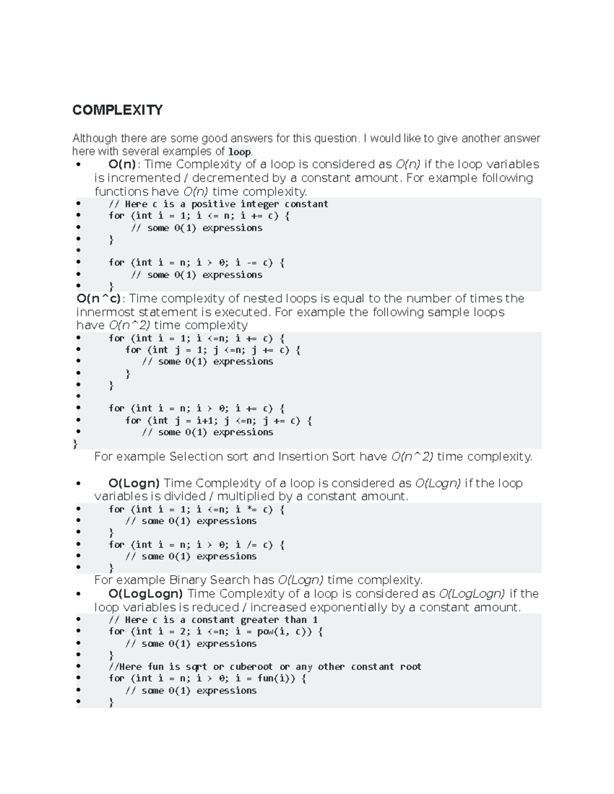 Complexity 1 - COMPLEXITY Although there are some good answers for this ...