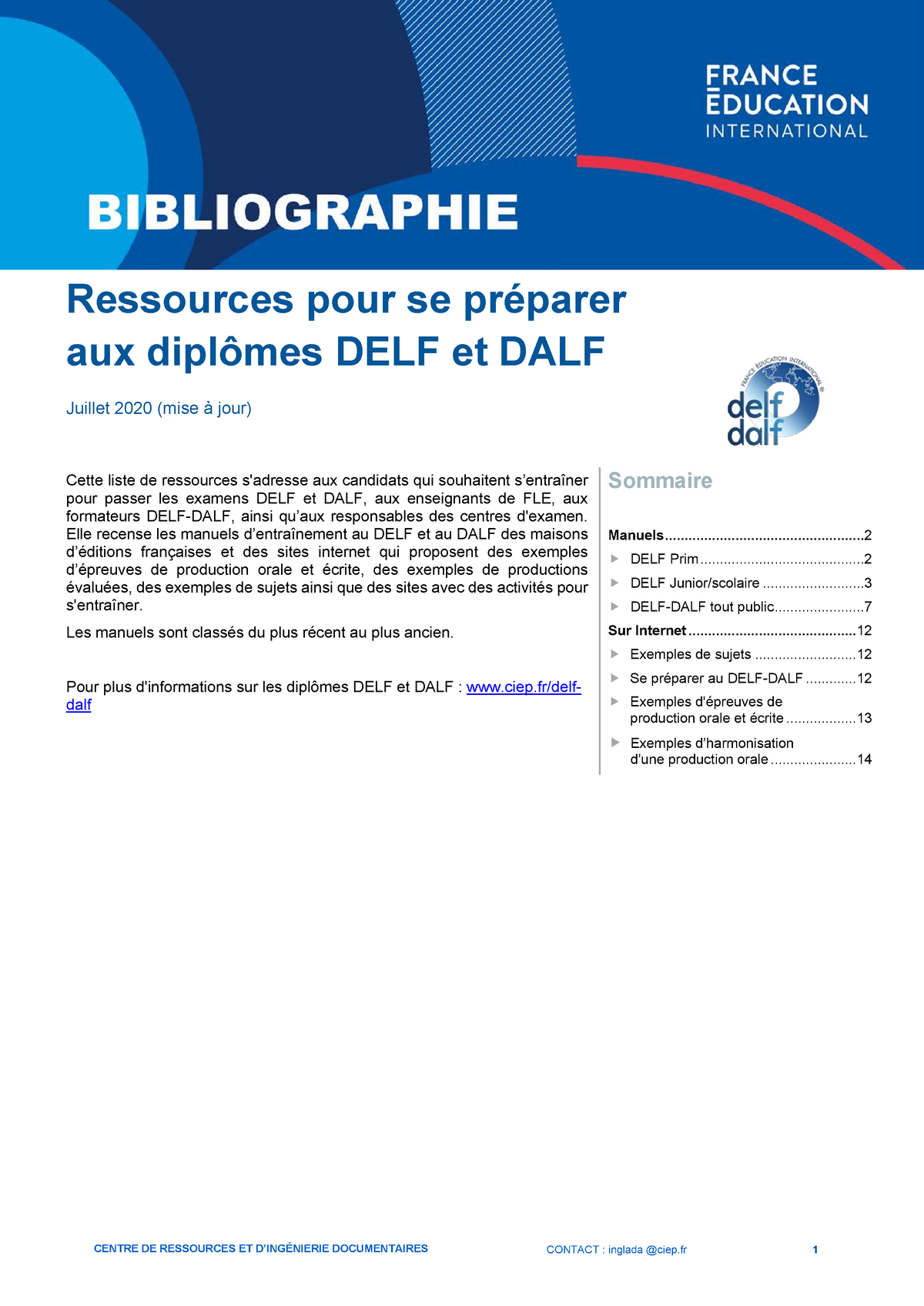 Focus Ressources Preparation Delf Dalf - Ressources Pour Se Préparer ...