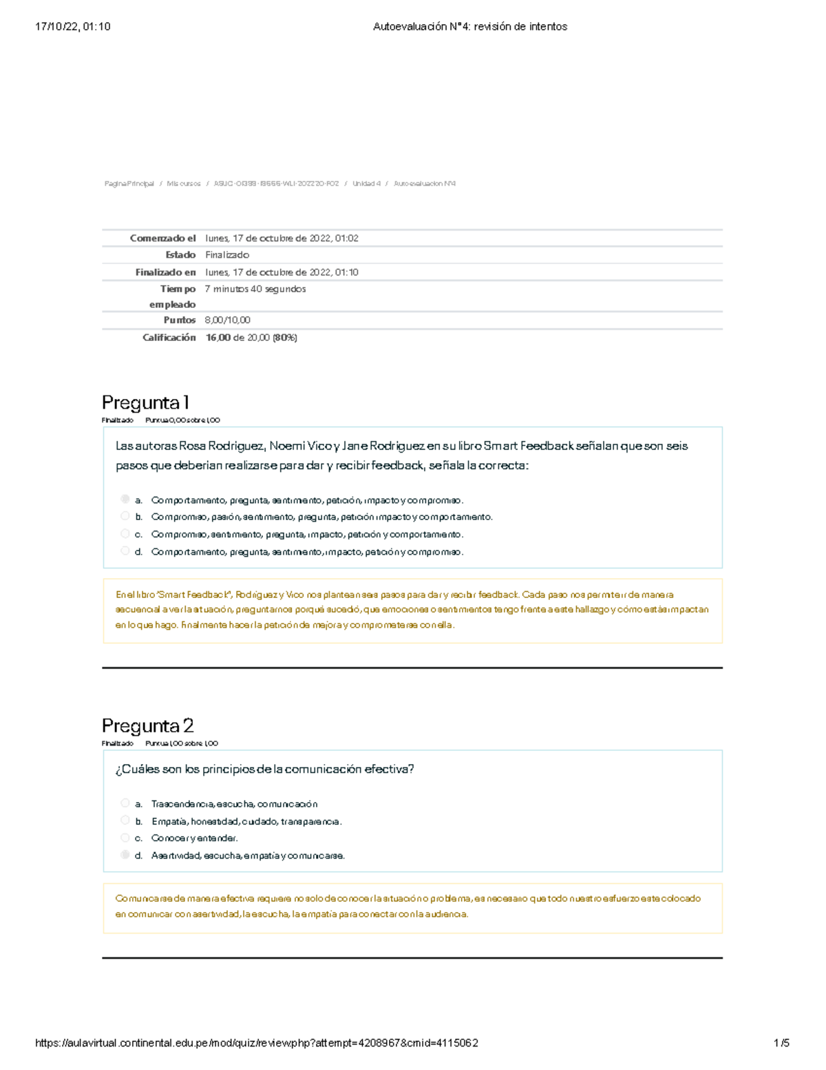 Autoevaluación N°4 Revisión De Intentos - Página Principal / Mis Cursos ...