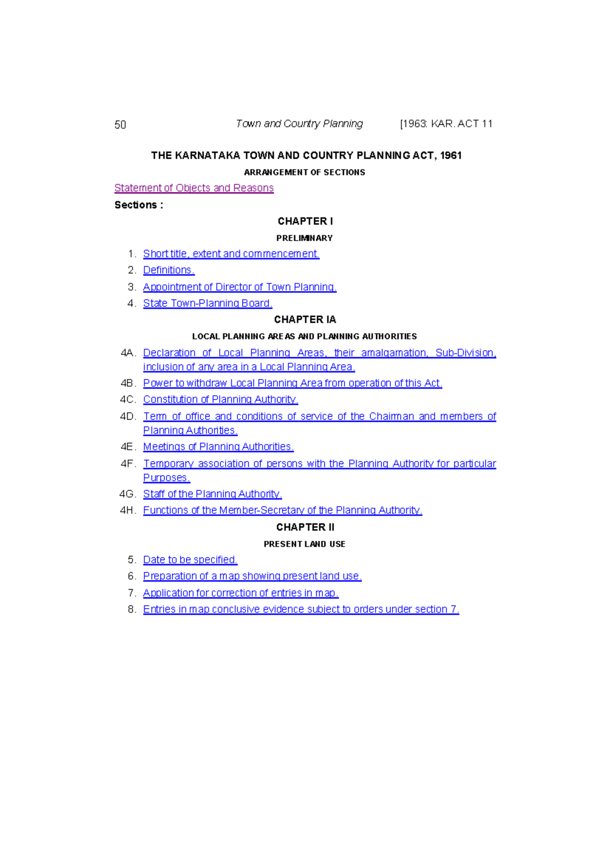 Karnataka Town and Country Planning Act 1961 50 Town and Country Planning [1963 KAR. ACT 11