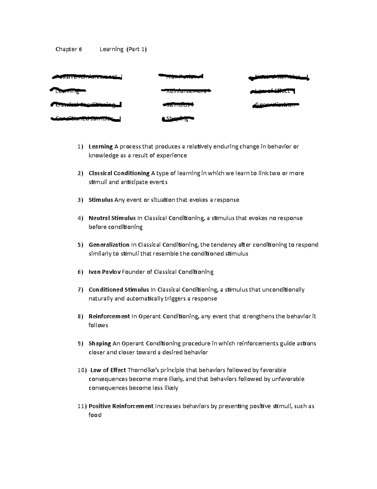 Chapter 6 Learning-Blank - Chapter 6 Learning (Part 1) Positive ...