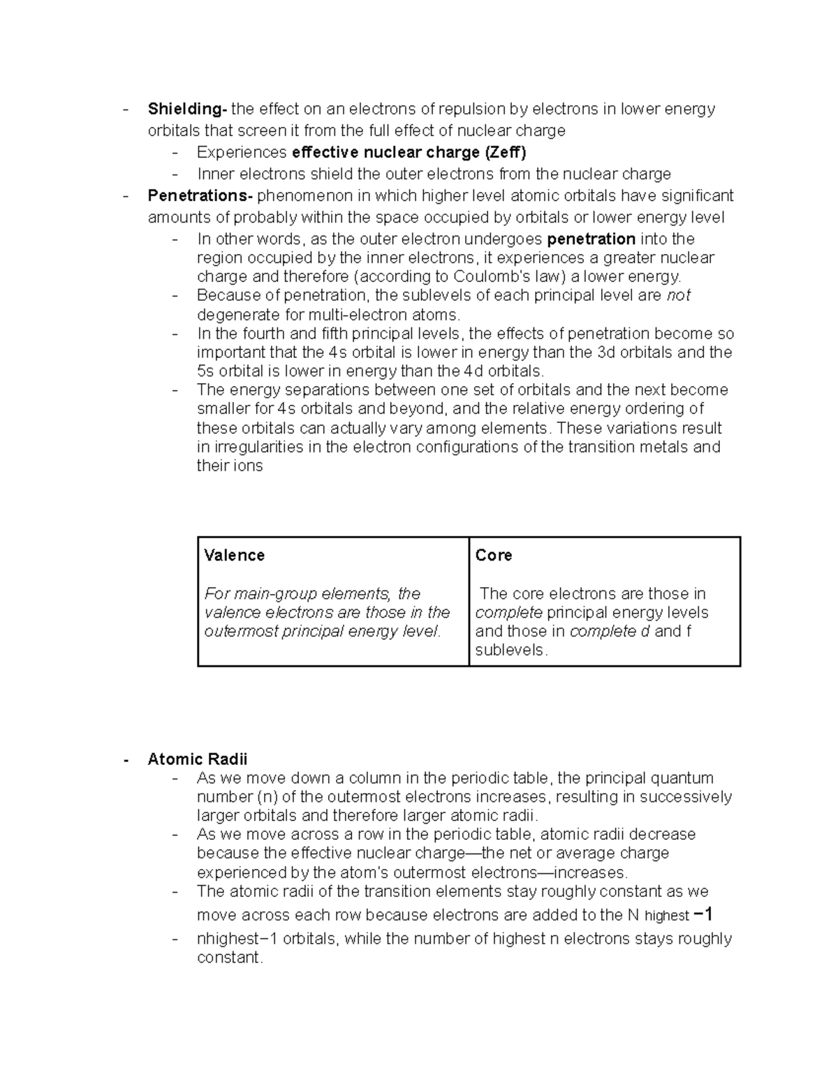 Chem study guide (dragged) 5 - Shielding- the effect on an electrons of ...