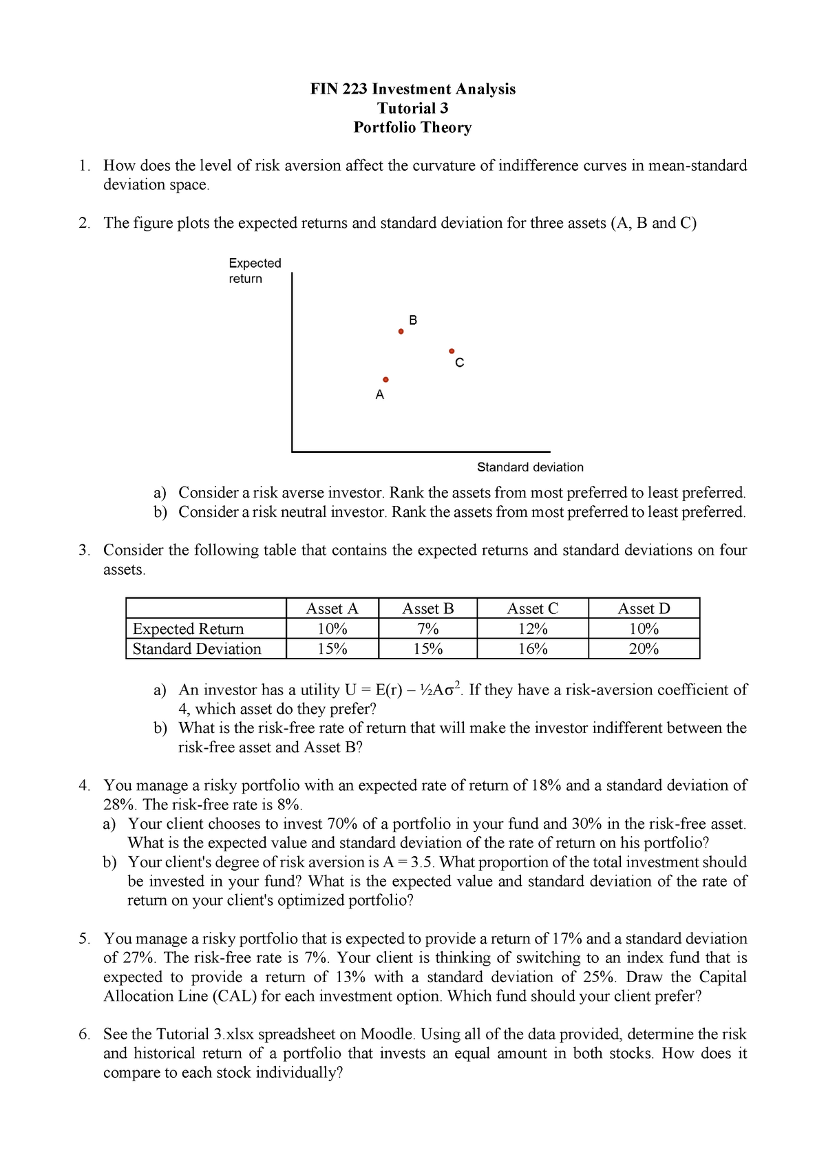 Tutorial 3 - Tutroial - FIN 223 Investment Analysis Tutorial 3 ...