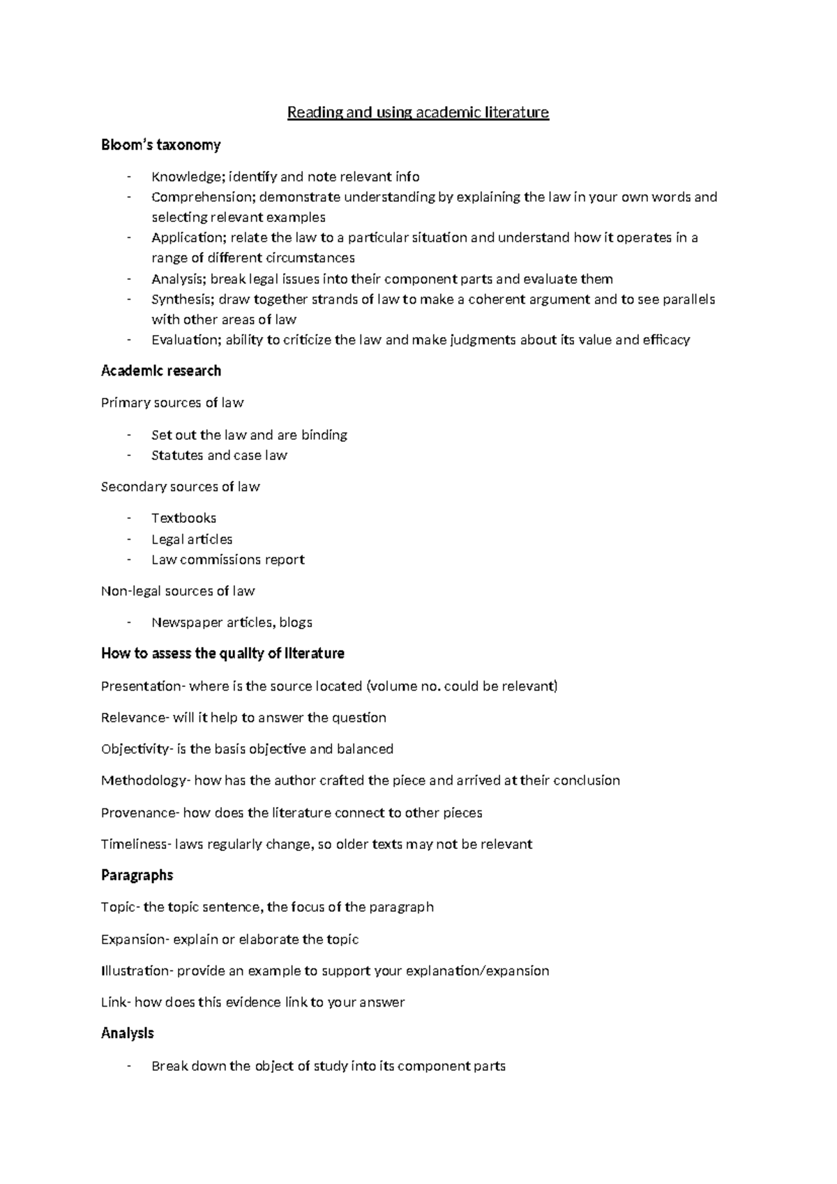 Reading and using Academic Literature - Reading and using academic ...