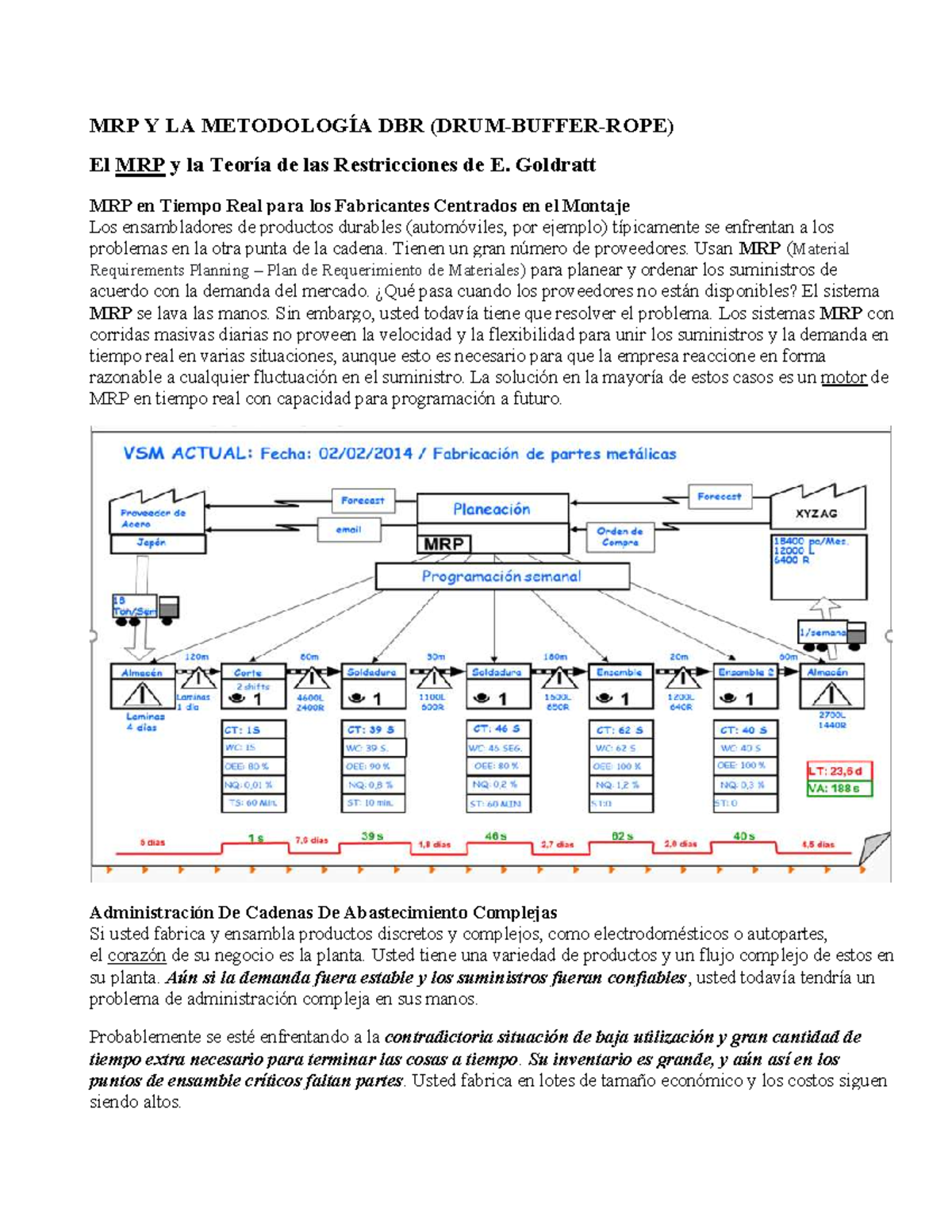 0. MRP Y LA Metodología DBR - MRP Y LA METODOLOGÍA DBR (DRUM-BUFFER ...