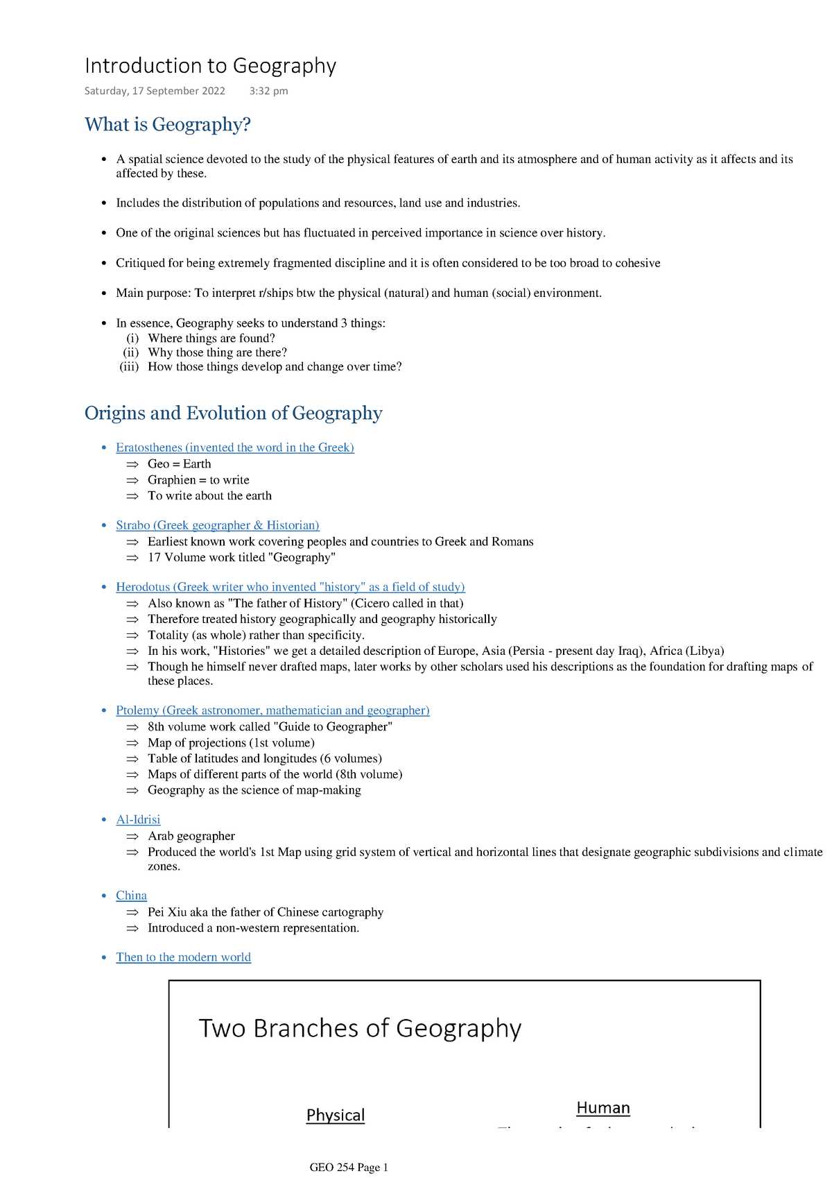 GEO 254 - These Are Just Notes. - What Is Geography? A Spatial Science ...