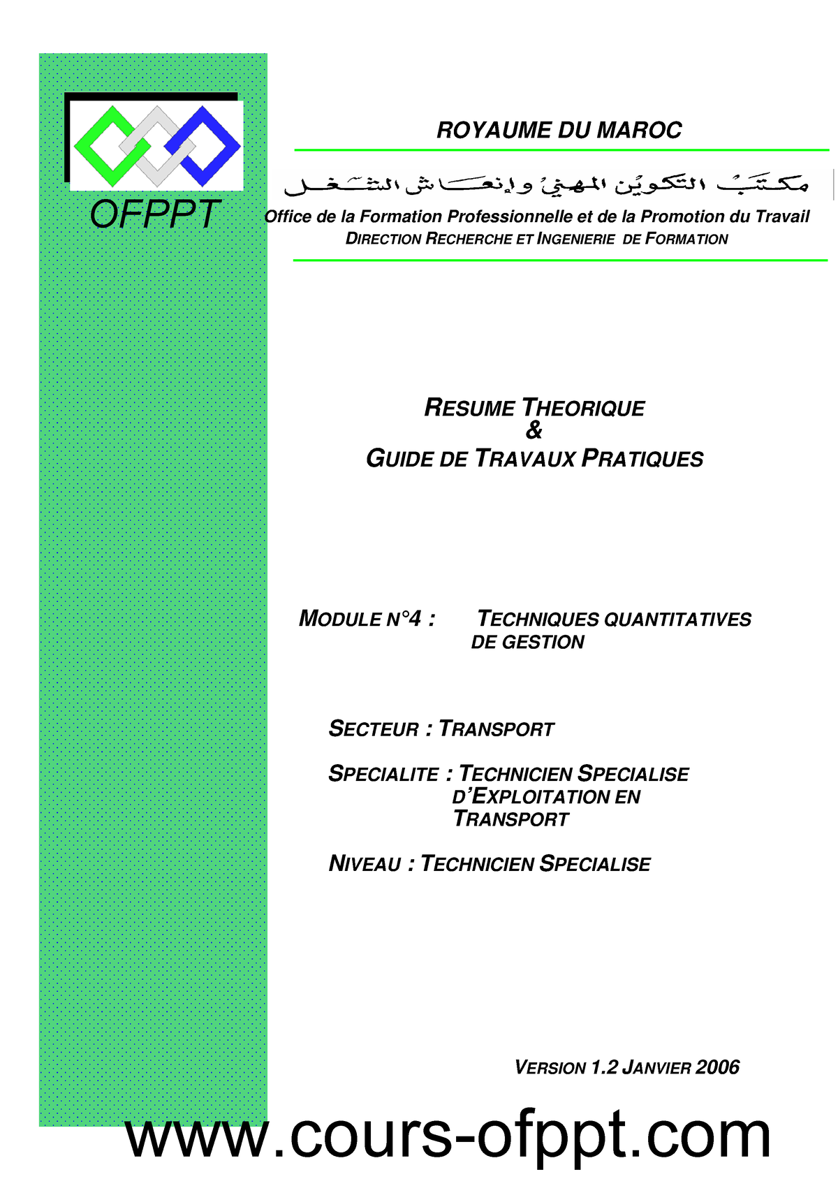 Ofpptmaroc - OFPPT ROYAUME DU MAROC RESUME THEORIQUE & GUIDE DE TRAVAUX ...