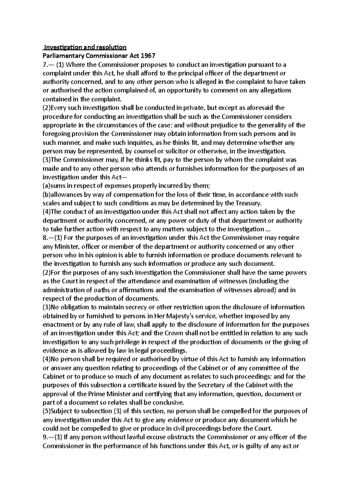 Investigation and resolution - Investigation and resolution ...