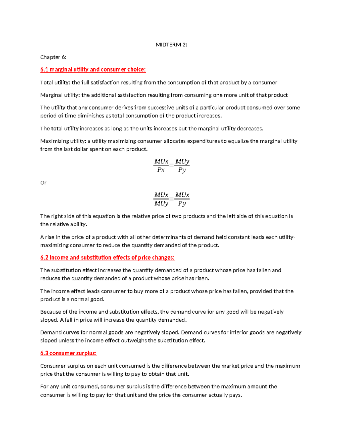 Midterm 2 - Summary Introduction To Microeconomics - MIDTERM 2: Chapter ...