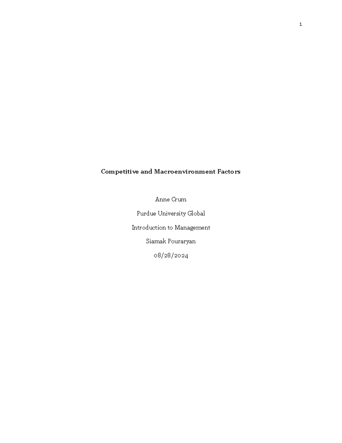 MT140 Unit 1 Template 2 - Unit 1 - Competitive and Macroenvironment ...
