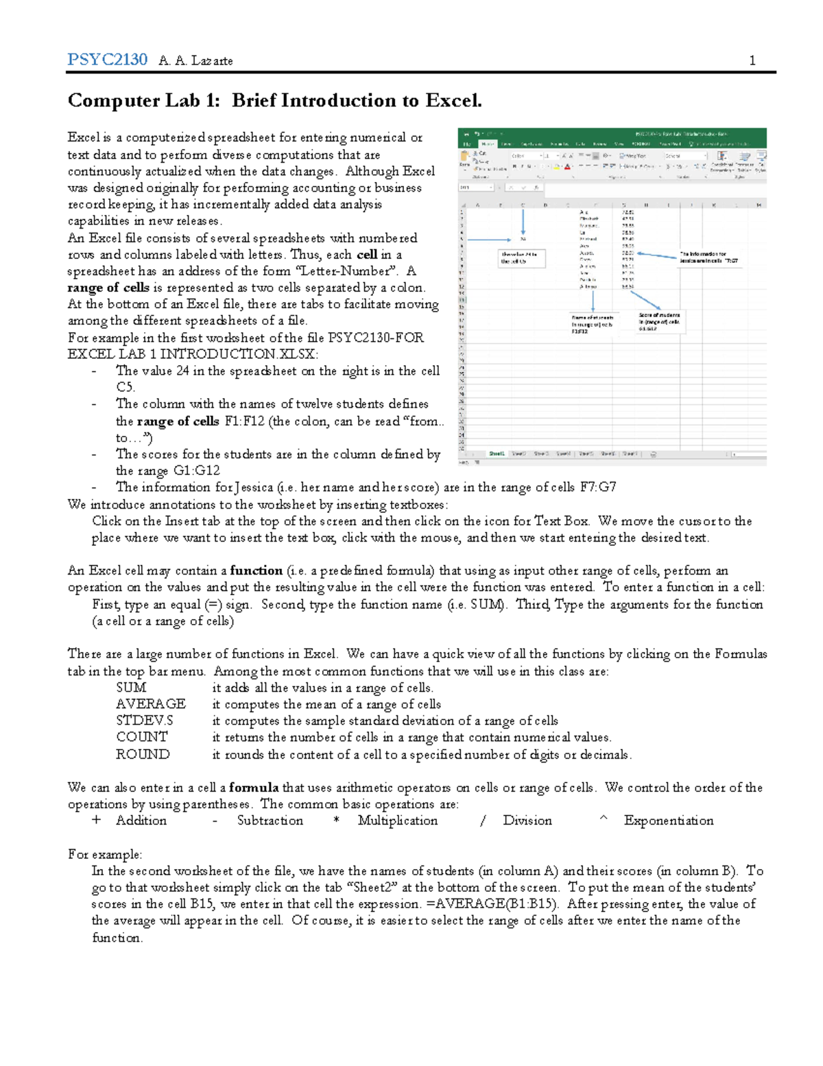 PSYC2130-Computer Lab 1-Introduction - Computer Lab 1: Brief ...