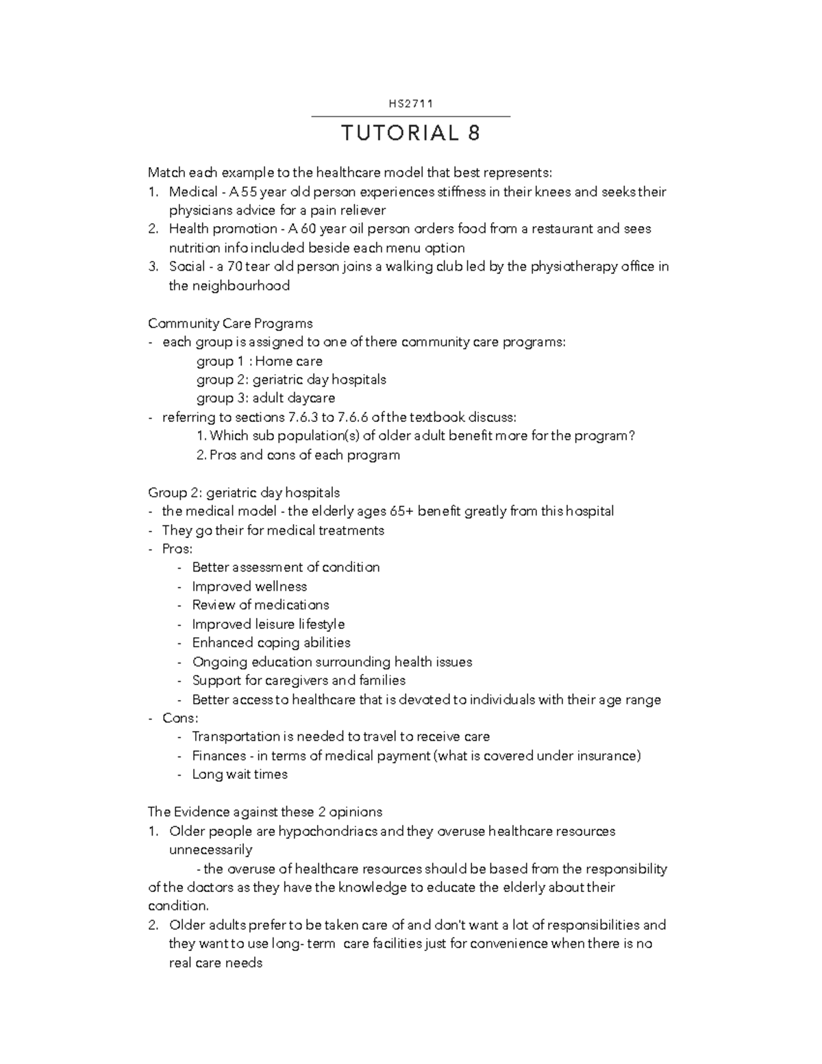 HS2711 - Tutorial 8 - H S 2 7 1 1 T U TO R I A L 8 Match each example ...