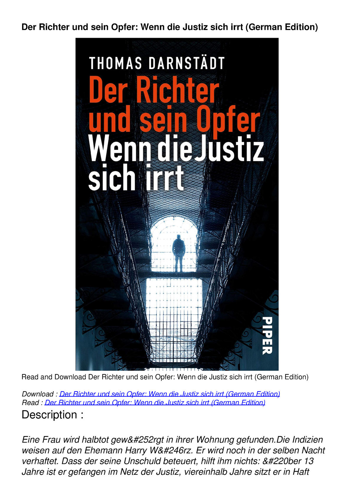 [PDF READ ONLINE] Der Richter Und Sein Opfer: Wenn Die Justiz Sich Irrt ...