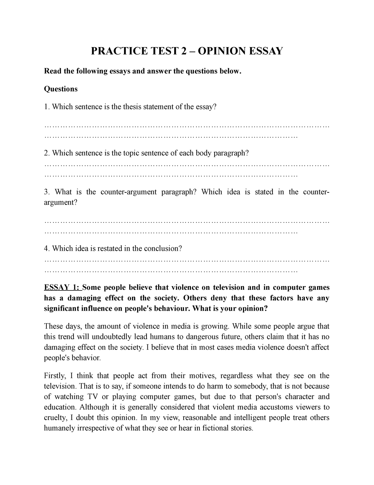 essay practice test pdf