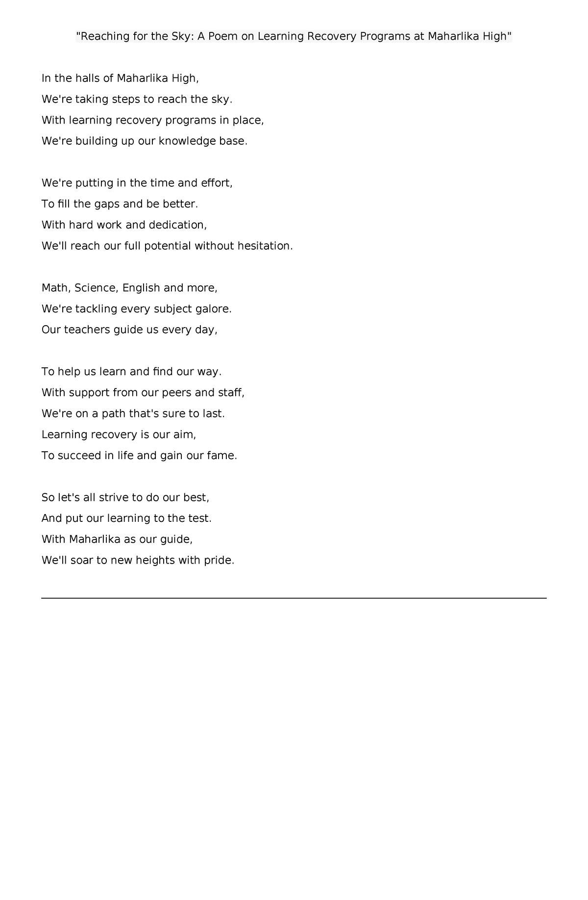 Lrp-poem - Poem for learning resource program - 