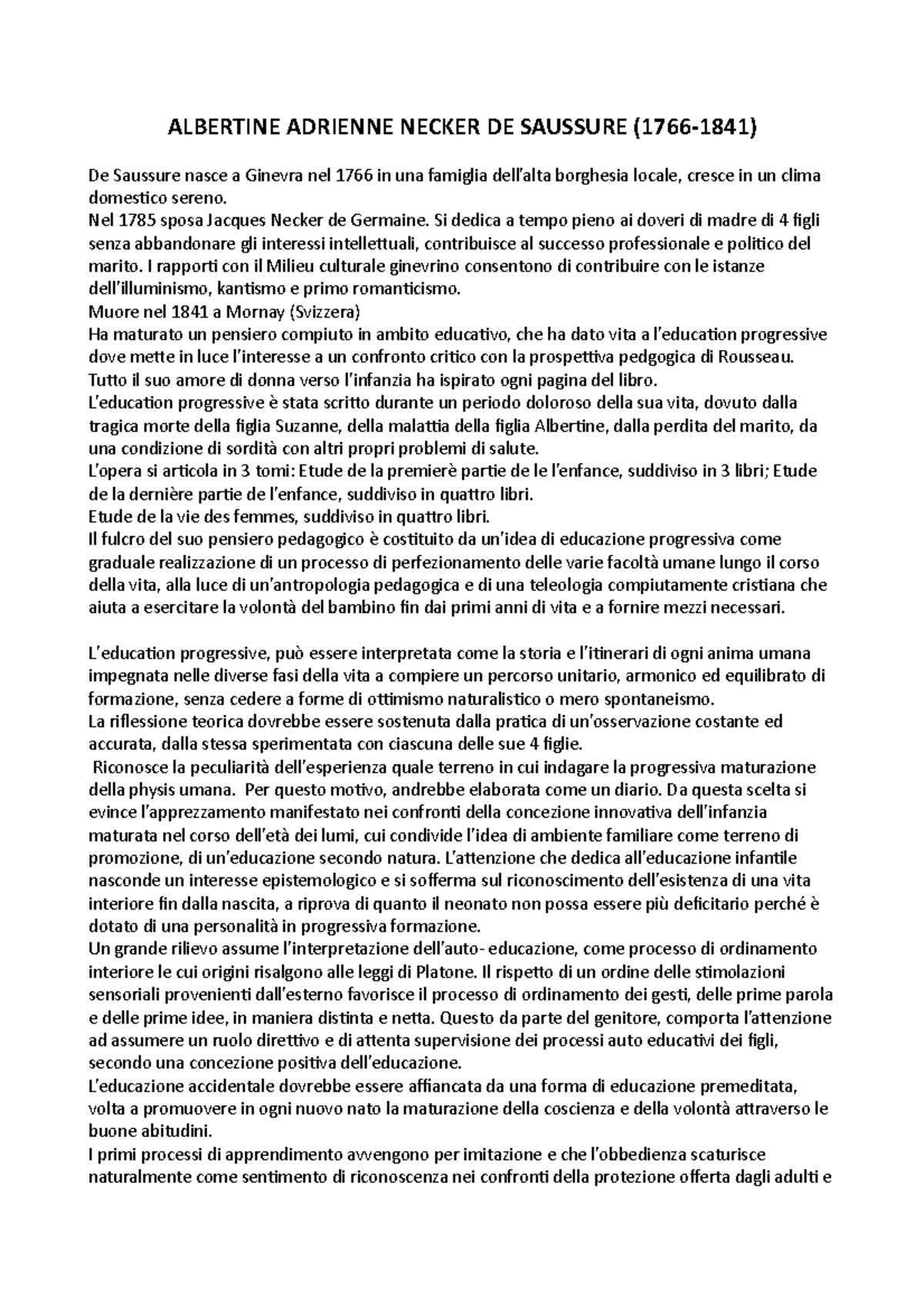 Albertine Adrienne Necker DE Saussure ALBERTINE ADRIENNE NECKER DE