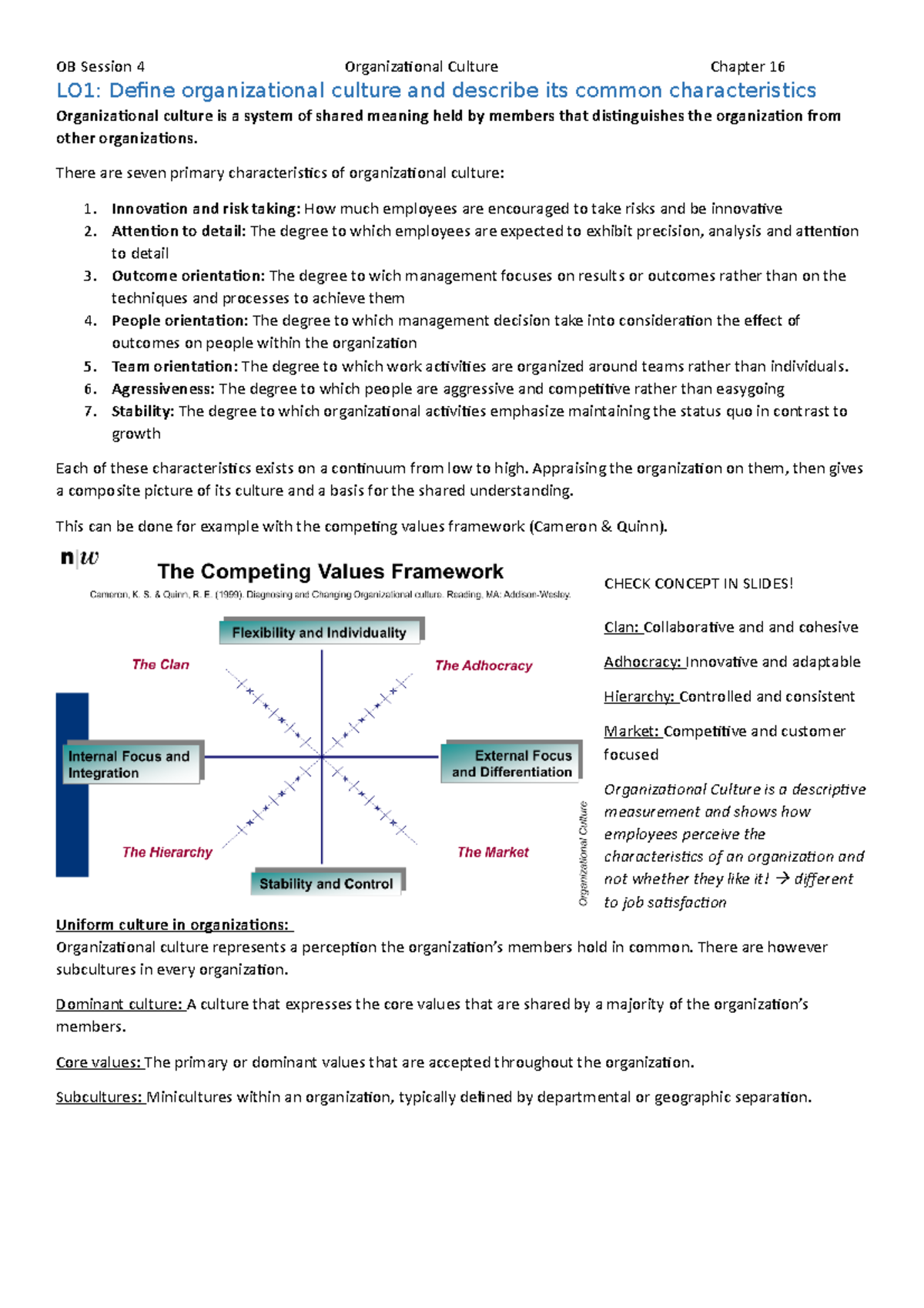 Session 4 Organizational Culture - OB Session 4 Organizational Culture ...