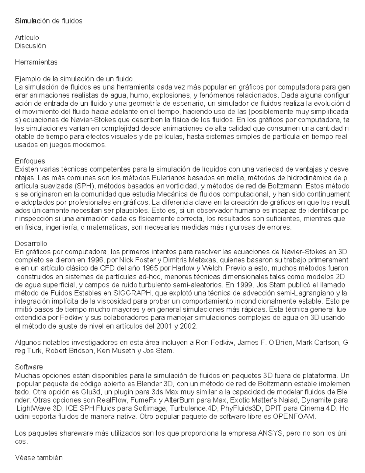 Simulacion DE Fluidos FDSFA Simulación de fluidos Artículo