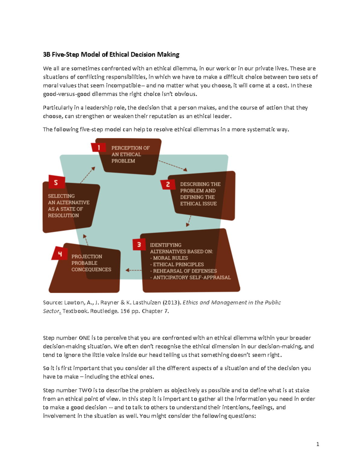 3B Five-step Model Of Ethical Decision Making - 1 3B Five-Step Model Of ...