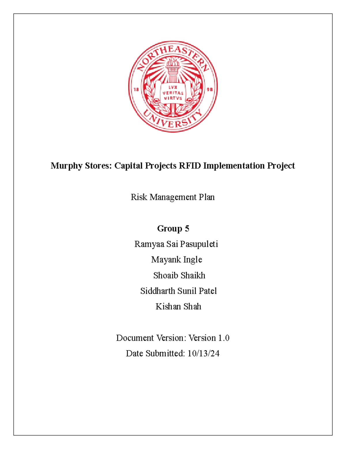 Project Risk Management Plan Template - final - Murphy Stores: Capital ...