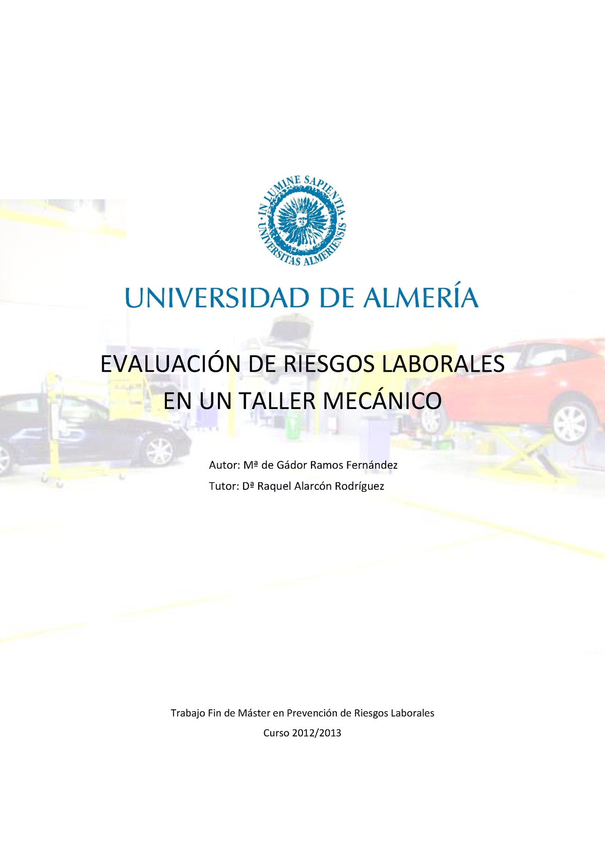 Evaluación DE Riesgo Laborales - Taller Mecánico - EVALUACI”N DE ...