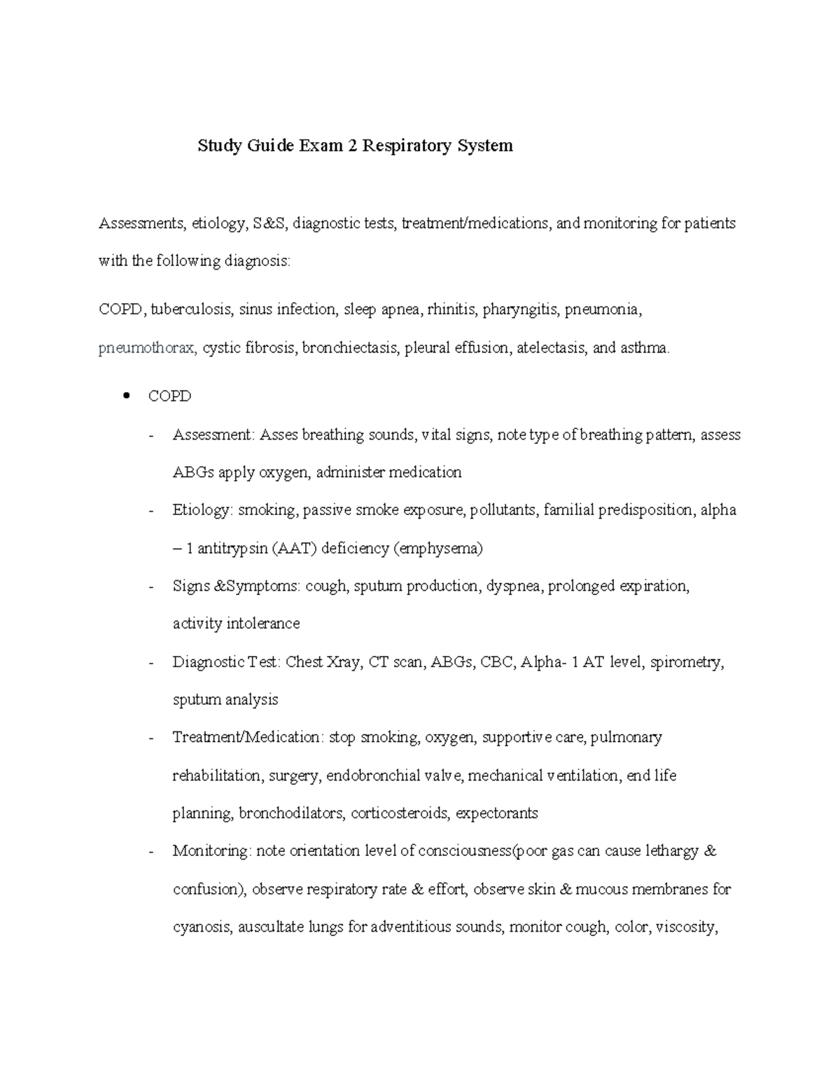 Blueprint Exam 2 Spring 2024 Respiratory Chapters - Study Guide Exam 2 ...