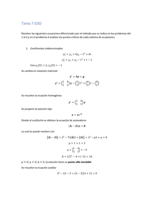 Tarea 09 Ecuaciones Diferenciales - Ecuaciones Diferenciales Ordinarias ...