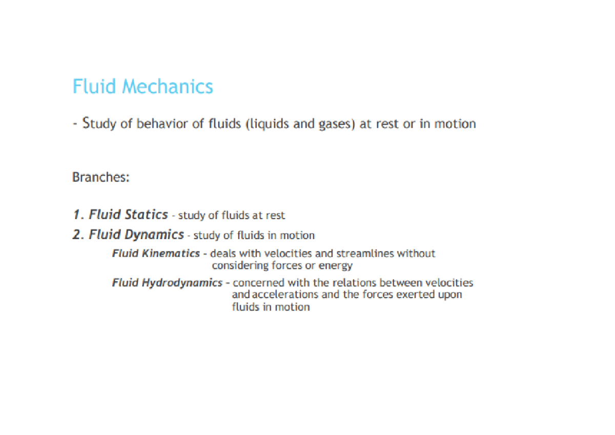 Fluid Mechanics - Mechanical Engineering - Studocu