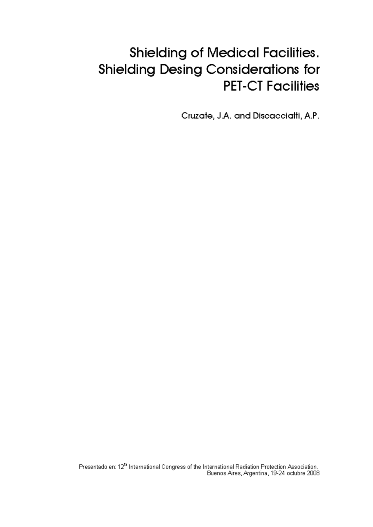 Shielding of medical facilities - Shielding Desing Considerations for ...
