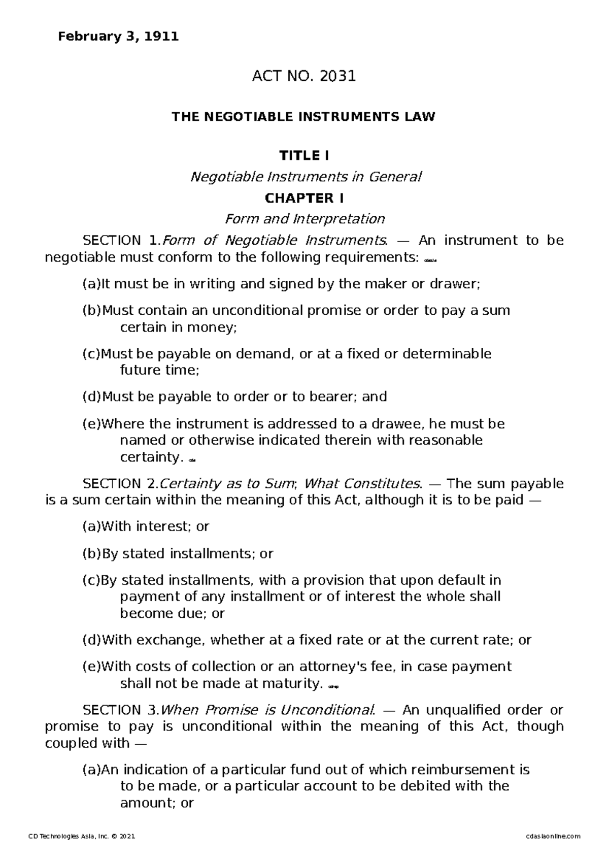 act-2031-negotiable-instruments-law-february-3-1911-act-no-2031-the