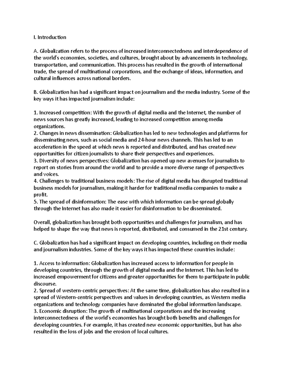 The Impact of Globalisation on the Journalism in Developing Countries ...