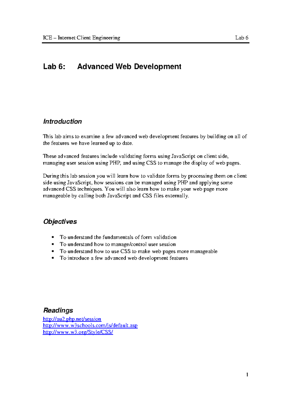 Internet Client Engineering - Practical - lab 60 - Lab 6: Advanced Web ...