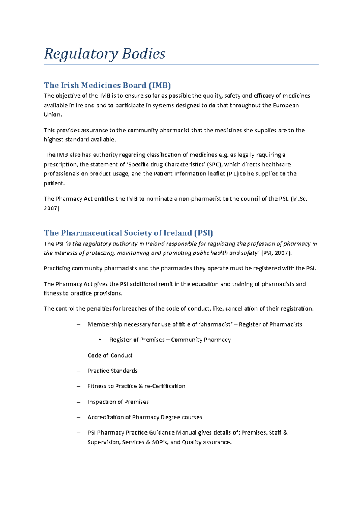 Regulatory Bodies copy Regulatory Bodies The Irish Medicines Board