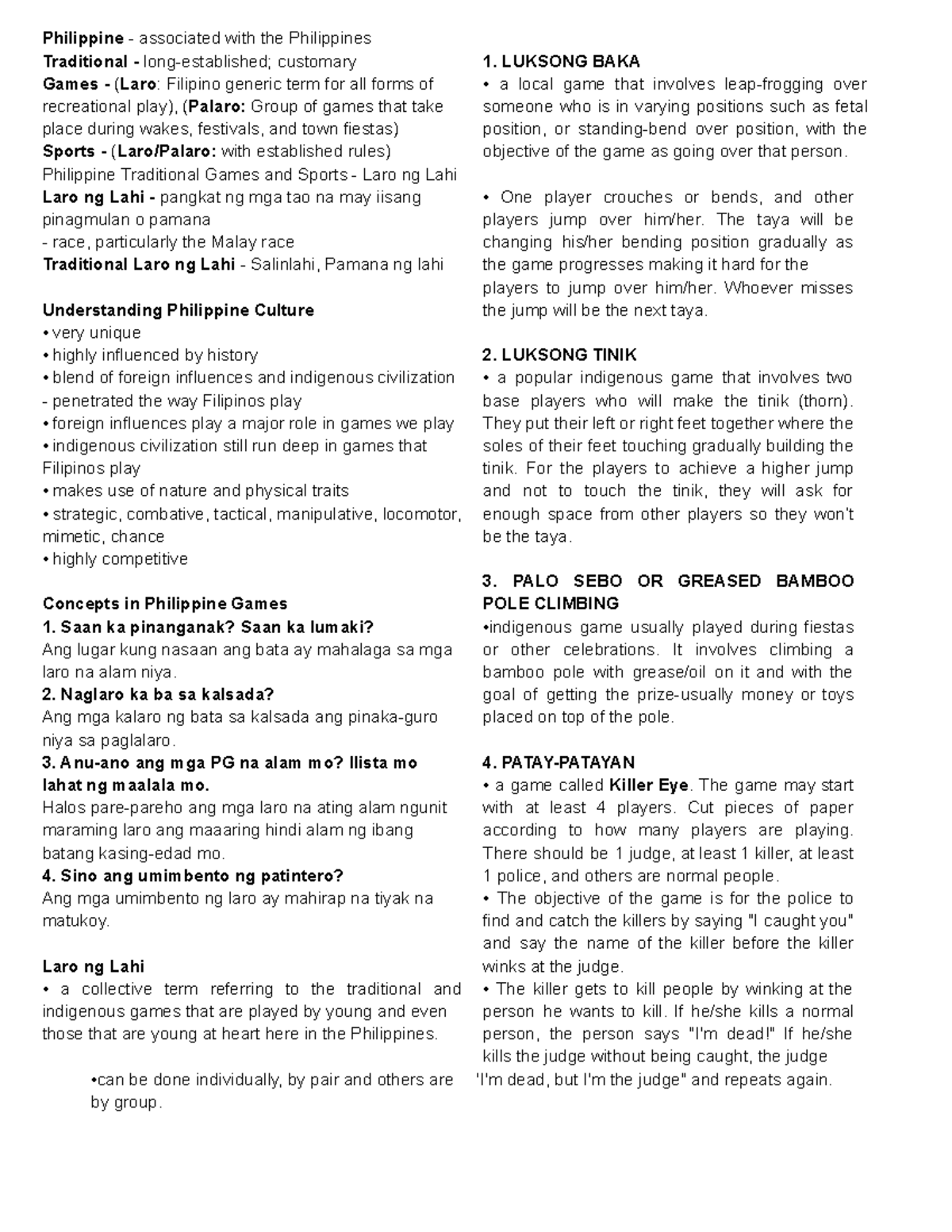PE - Notes - Philippine - associated with the Philippines Traditional ...