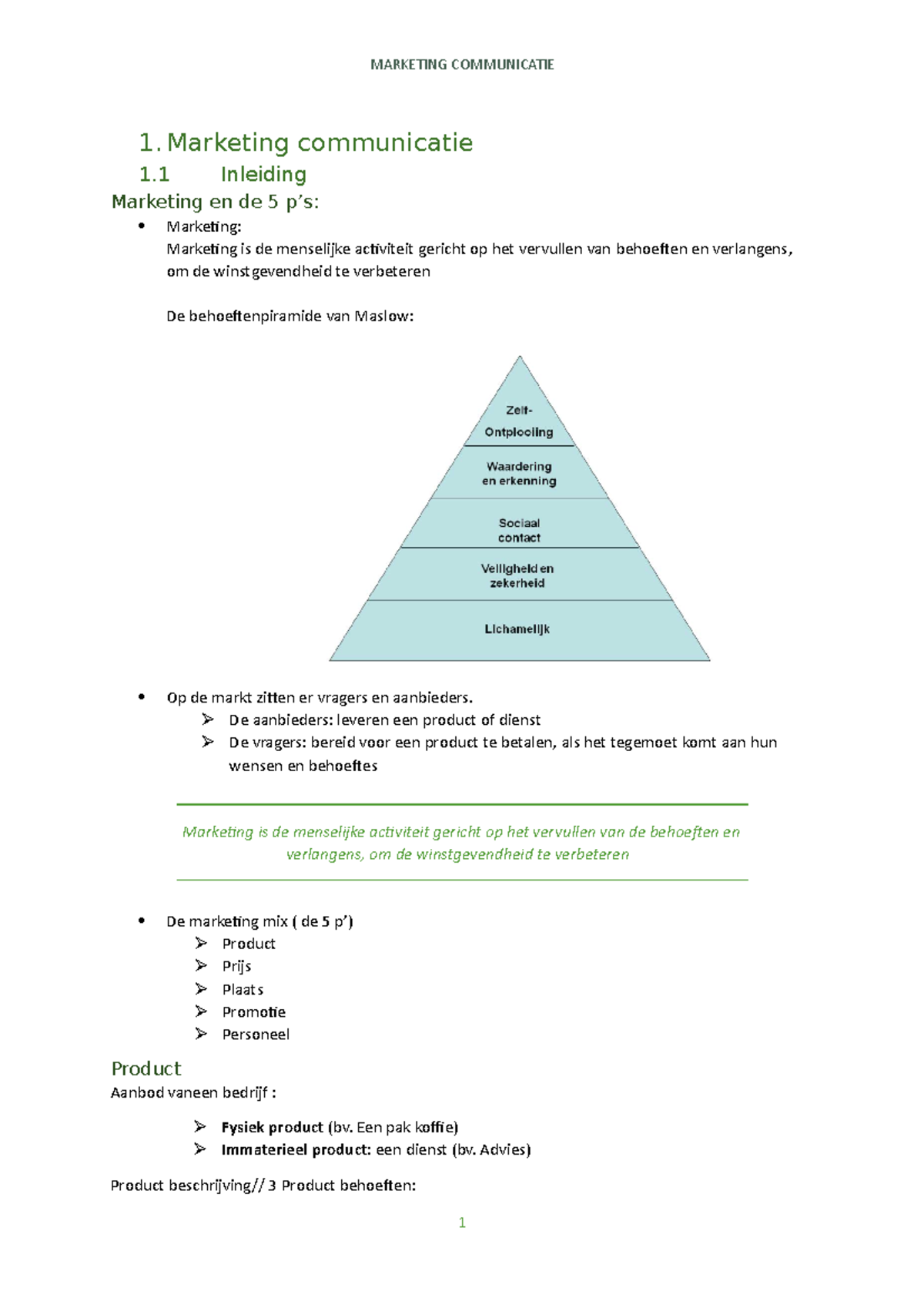 Marketingcommunicatie S - MARKETING COMMUNICATIE 1. Marketing ...