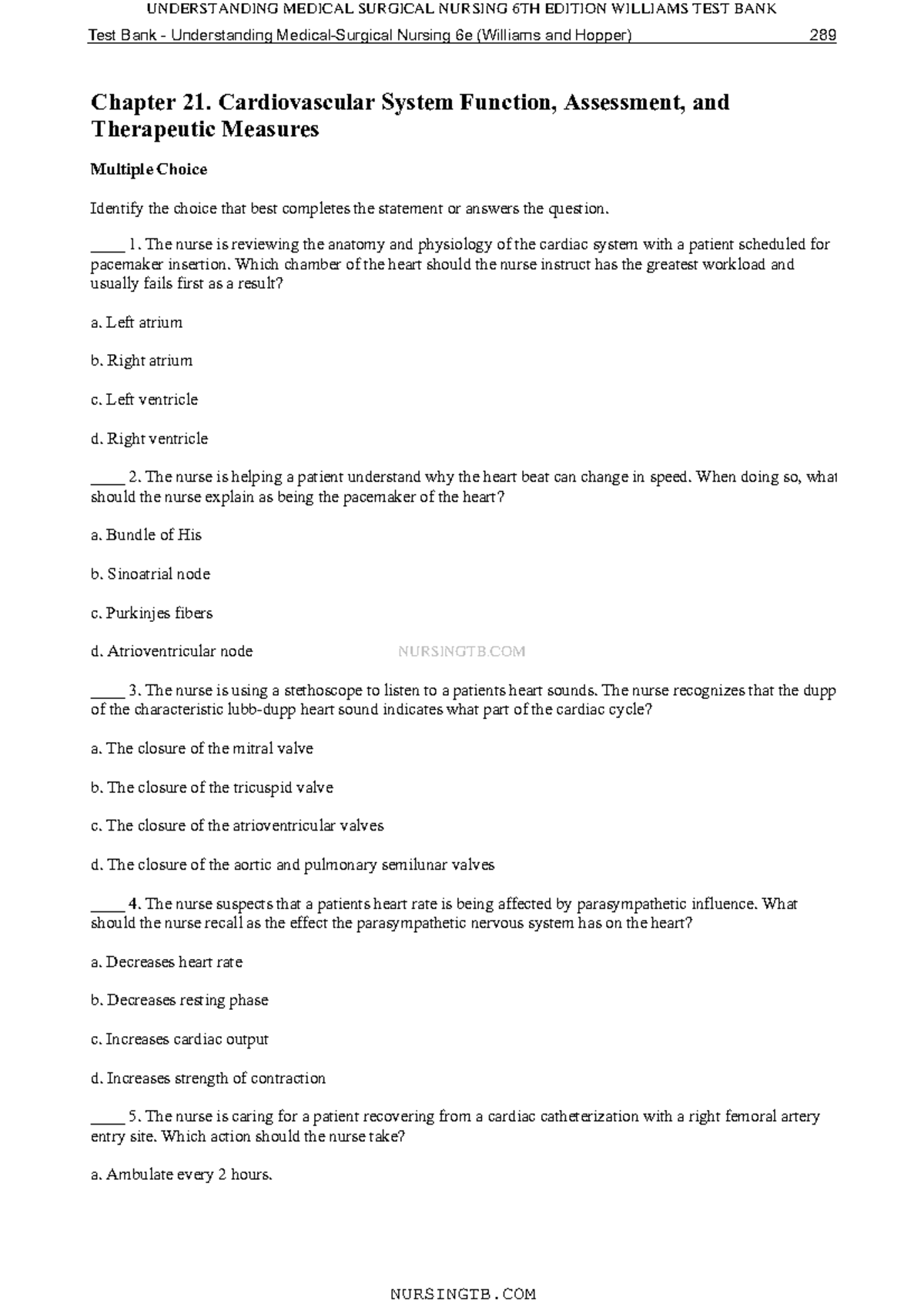 TB-Chapter 21. Cardiovascular System Function, Assessment, And ...