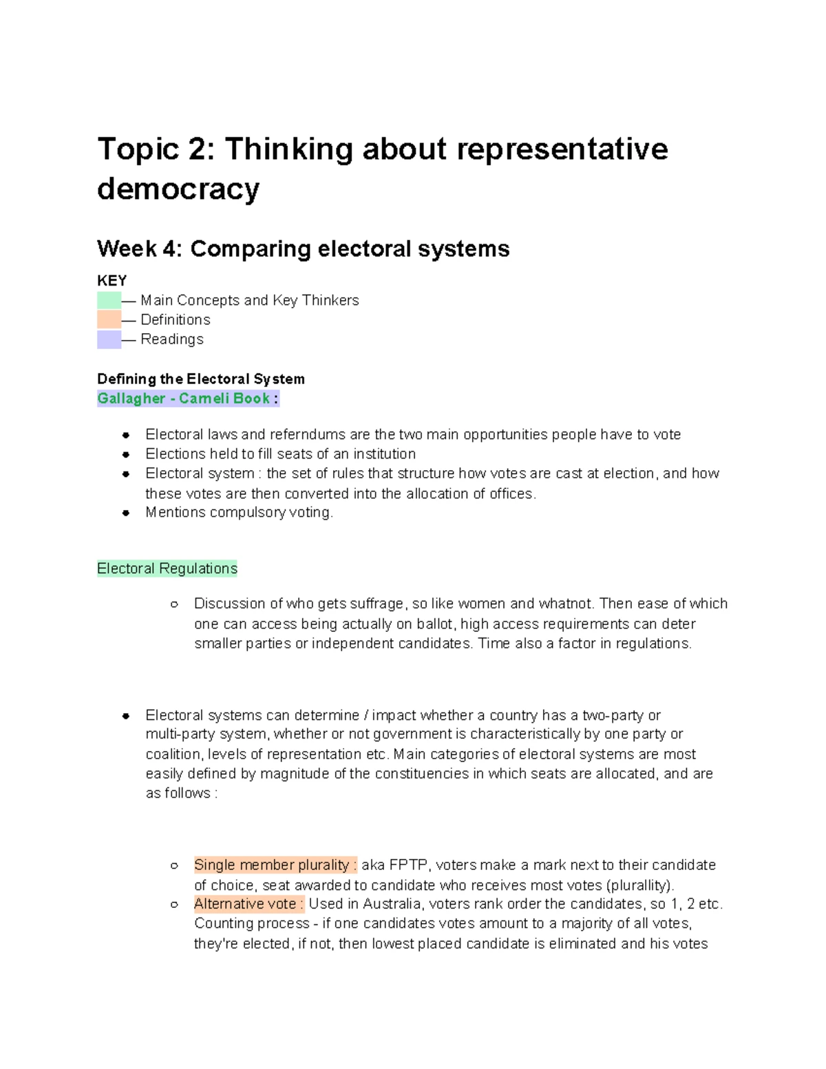 Topic 1 Comparing Regimes - Topic 1 : Comparing Regimes Week 1 ...