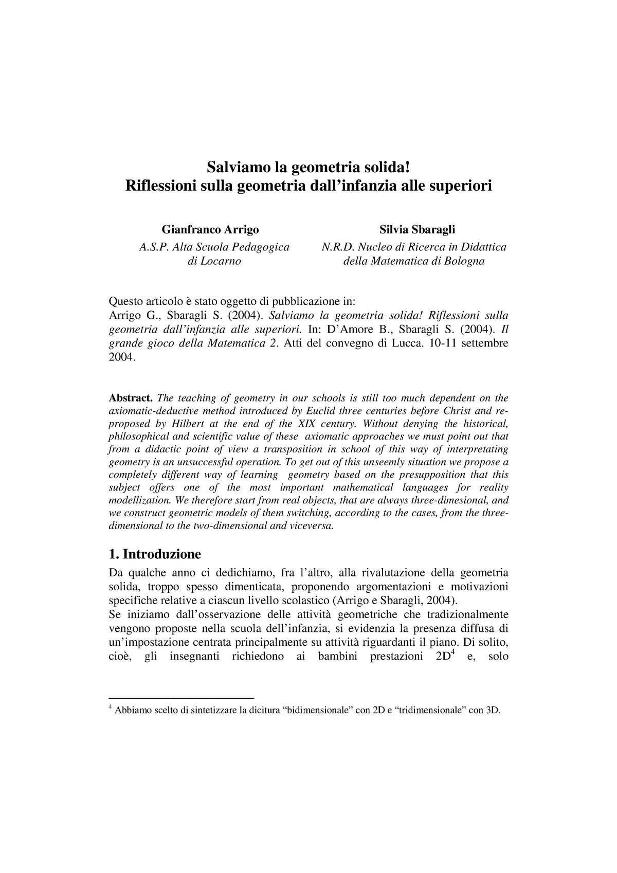 Attività sui Solidi Geometrici  Piano di Lezione Visiva Della Geometria