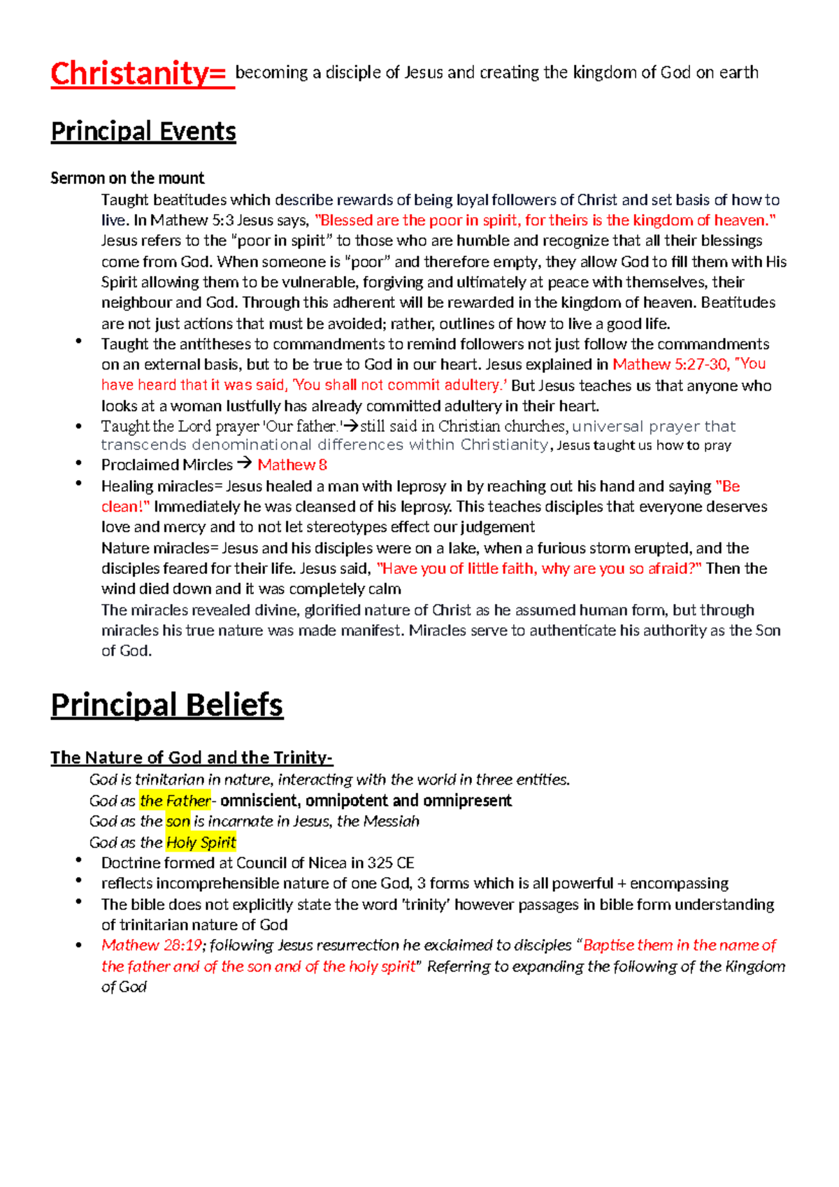 Christanity Prelim Notes - Christanity= becoming a disciple of Jesus ...