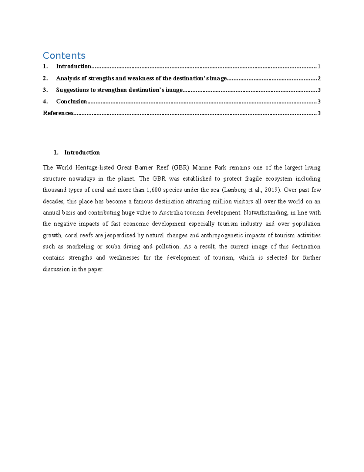 Destination Image Draft - Contents - Studocu