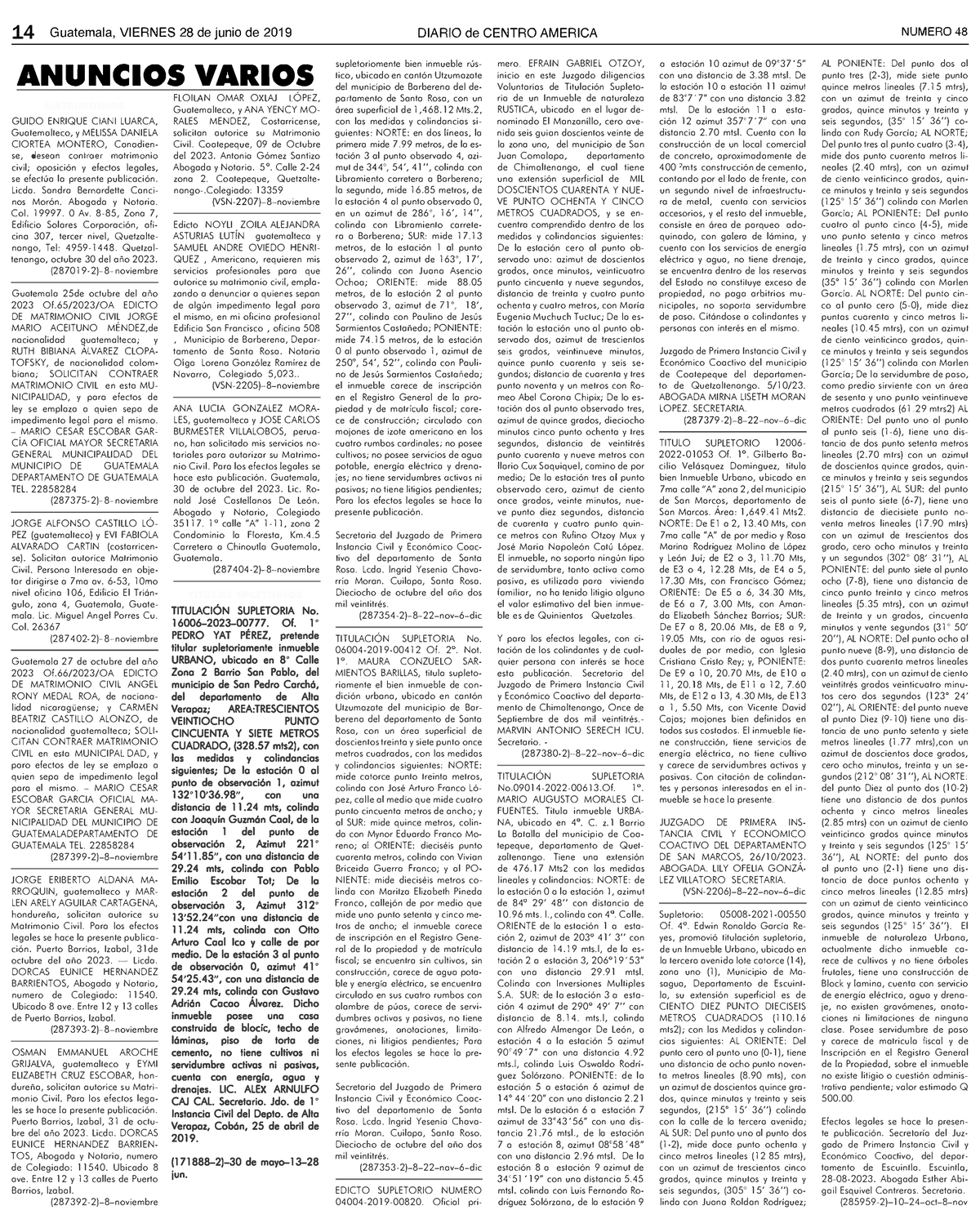 Documento Del Dia Pdf Edictos Del Diario De Centro America Guatemala Viernes De Junio