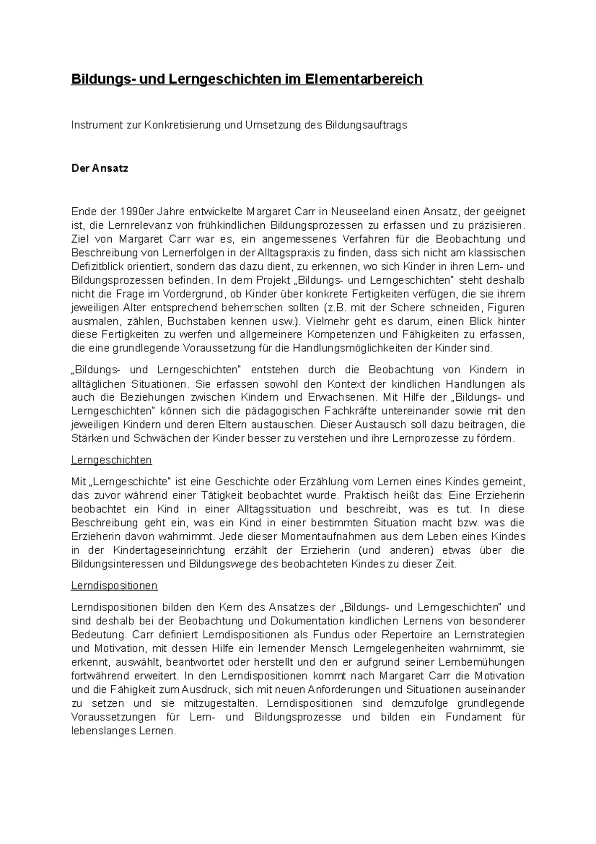 Beobachtungsbogen Bildungs Und Lerngeschichten Bildungs- und Lerngeschichten im Elementarbereich - Bildungs- und